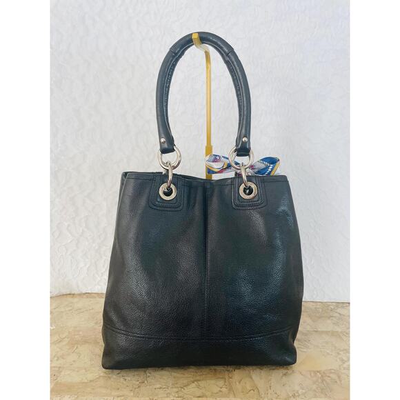 Coach penelope F15894 BLACK pebble Leather large Satchel BAG PURSE shoulder bag - Picture 2 of 6